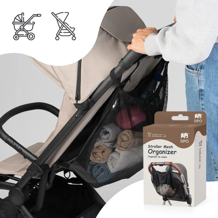 Sipo, siatkowy organizer do wózka, torba do przechowywania XL