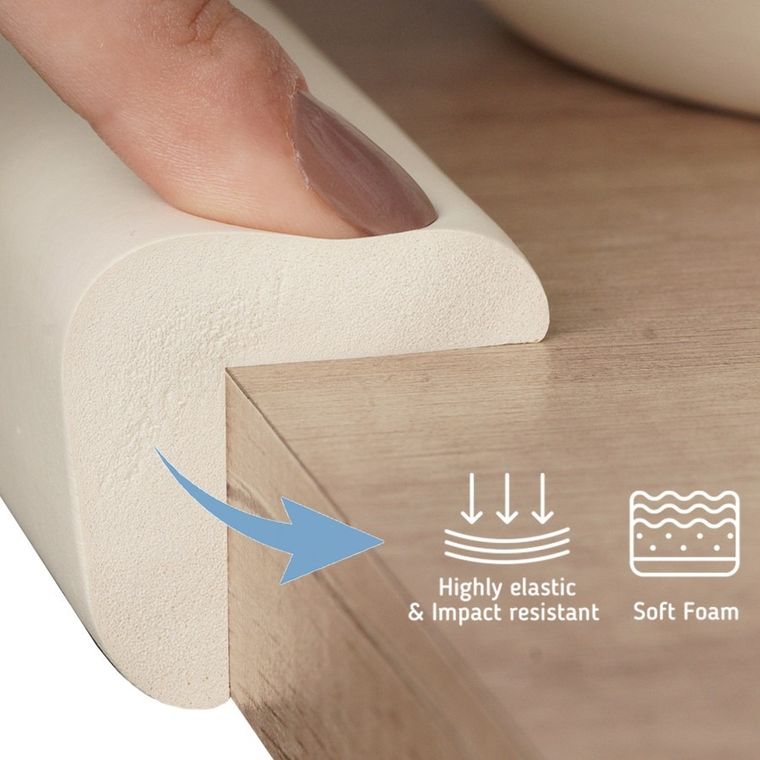 Sipo, zestaw piankowych zabezpieczeń narożników mebli, kremowe, 4 szt.