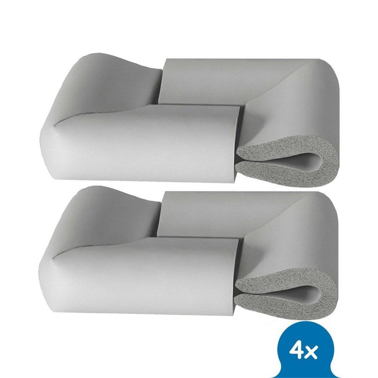 Sipo, zestaw piankowych zabezpieczeń szklanych narożników mebli, szare, 4 szt.