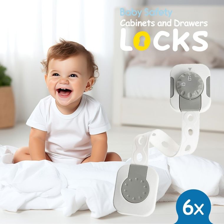 Sipo, zestaw zabezpieczeń do szaf i szuflad z funkcją smart lock, 6 szt.