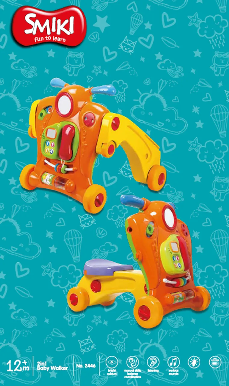 Smiki, Baby Walker, chodzik, pchacz interaktywny, 2w1
