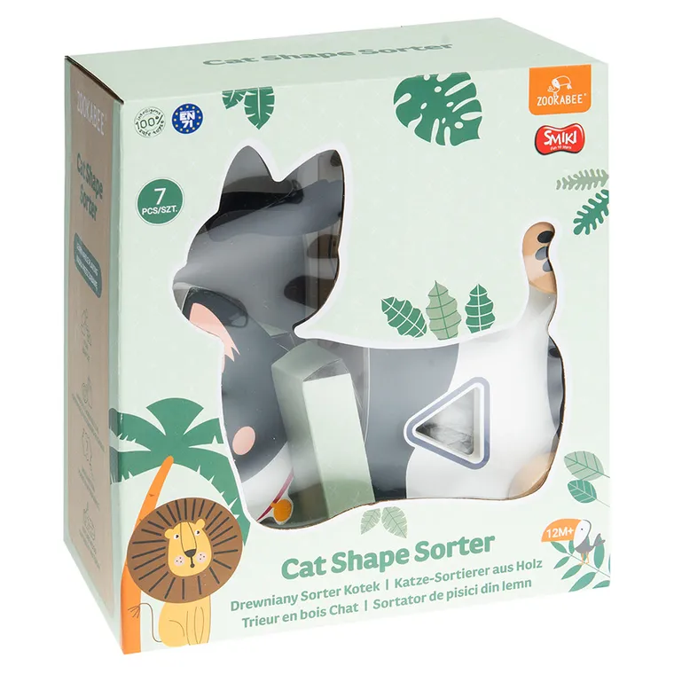 Smiki, Kot, drewniany sorter, 6 klocków