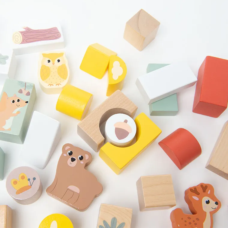 Smiki, Leśne zwierzęta, drewniane klocki, 50 elementów