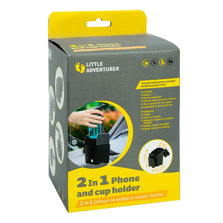 Smiki, Little Adventurer, uchwyt na kubek i telefon, czarny