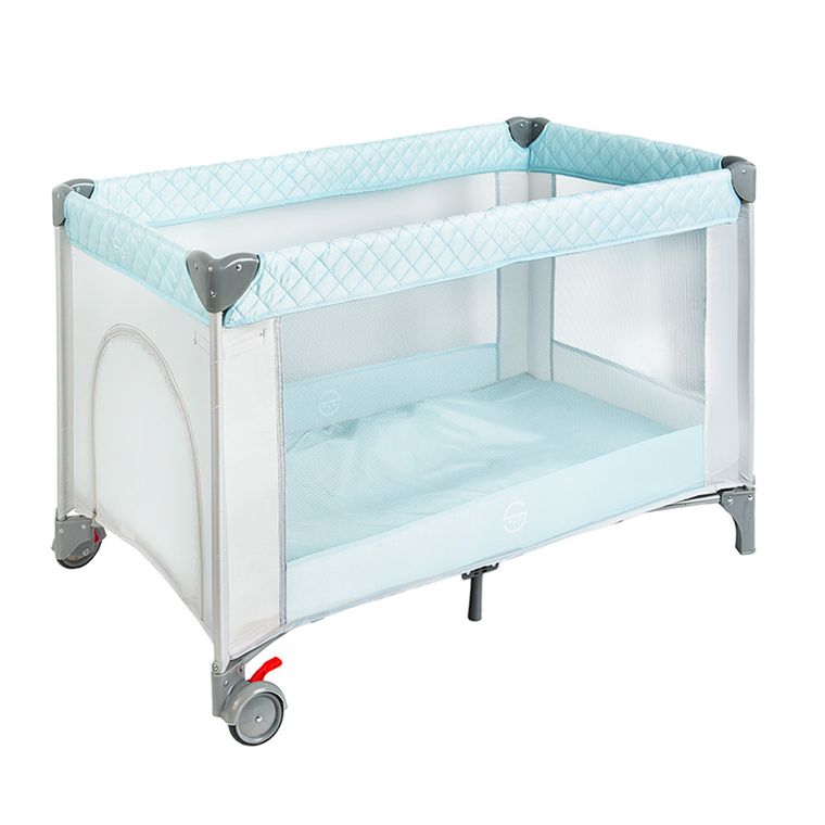 Smiki, łóżeczko turystyczne, dwupoziomowe, niebieskie