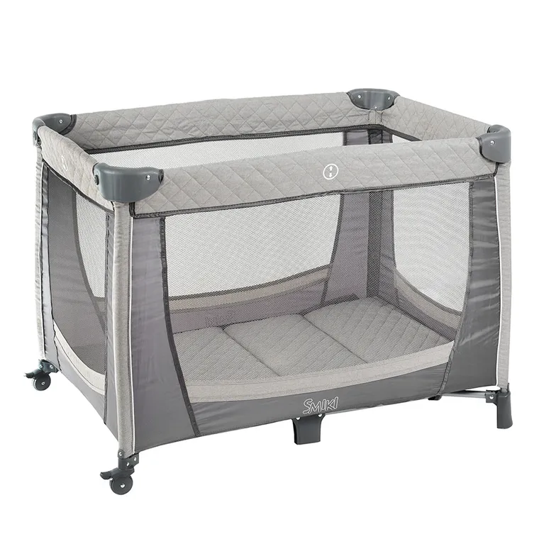 Smiki, łóżeczko turystyczne z przewijakiem, szare