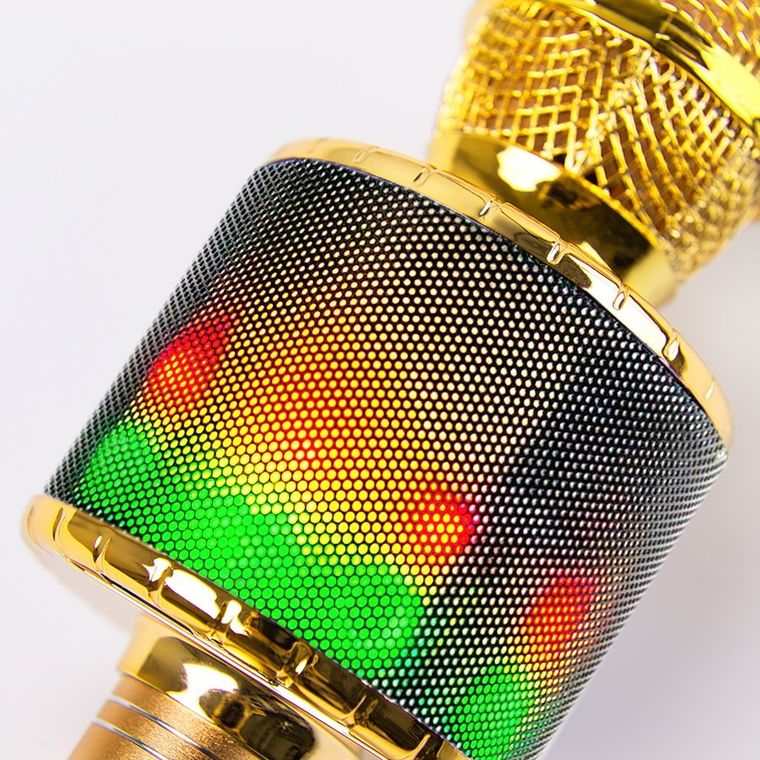 Smiki, mikrofon bluetooth z głośnikiem, złoty