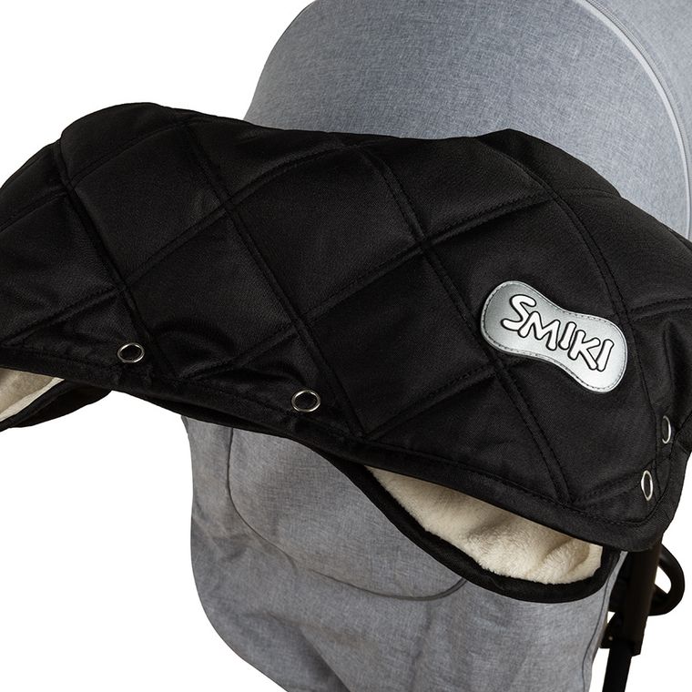 Smiki, mufka do wózka, kratka, czarna