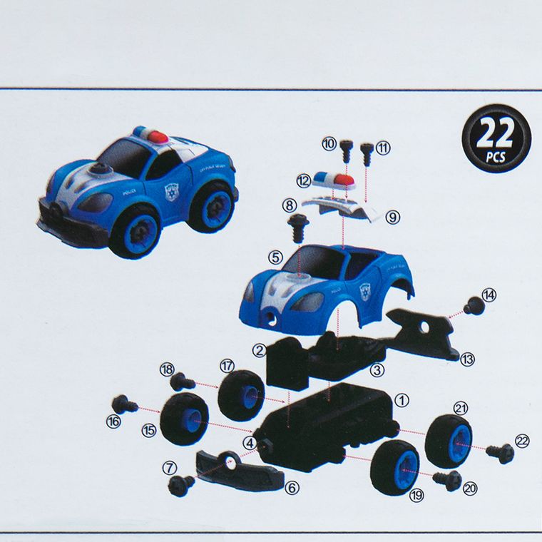 Smiki, Policja, samochód, śrubokręt, zestaw