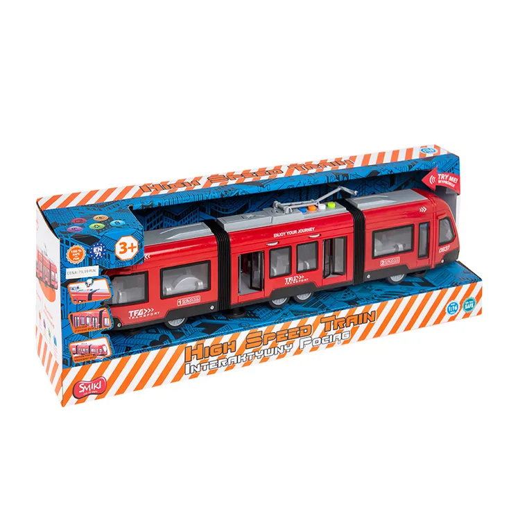 Smiki, Trolejbus, pojazd, światło i dźwięk, czerwony, 1:16