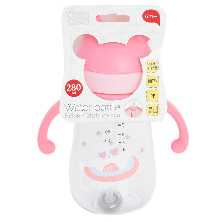 Smiki, Very Bunny, bidon ze słomką, kotek, różowy, 280 ml