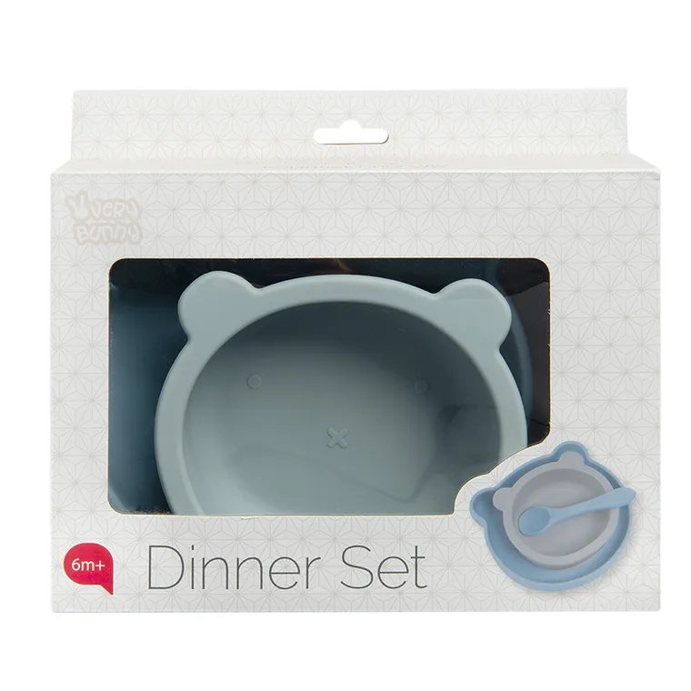 Smiki, Very Bunny, zestaw naczyń silikonowych, niebieski