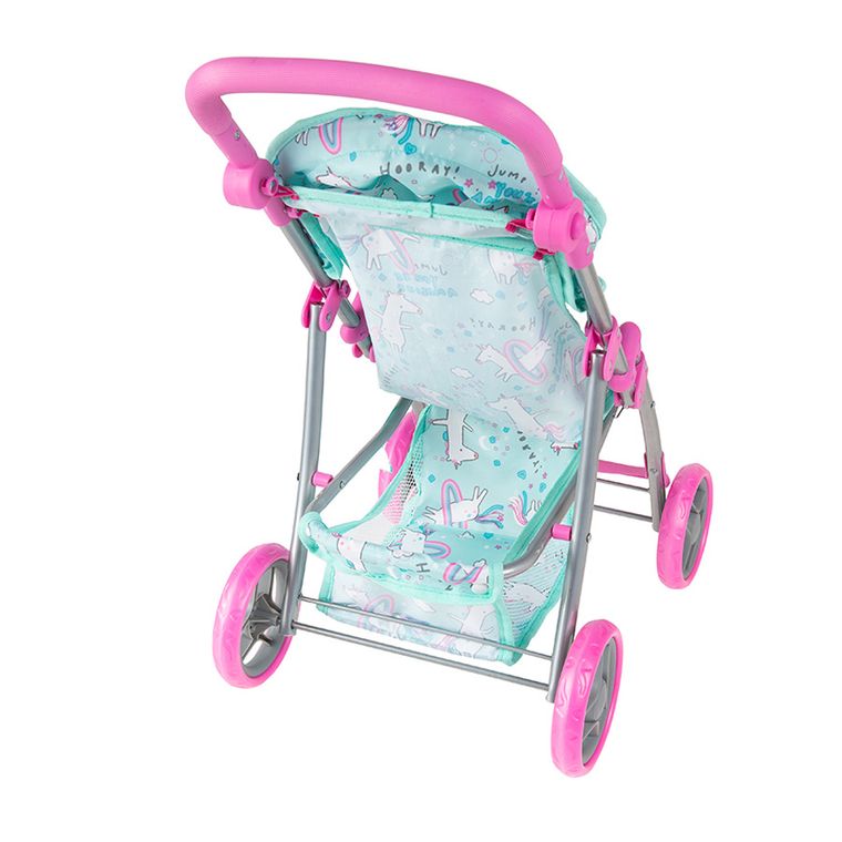 Smiki, wózek spacerowy dla lalek, miętowo-różowy
