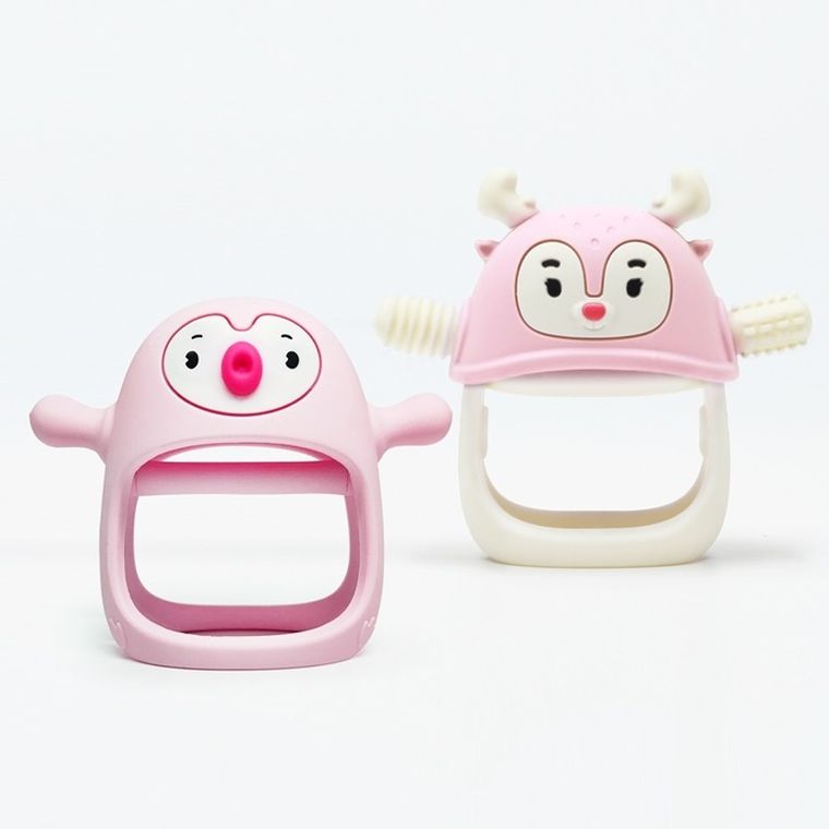 Smily Mia, gryzak, pingwin i renifer, light pink, 2 szt.