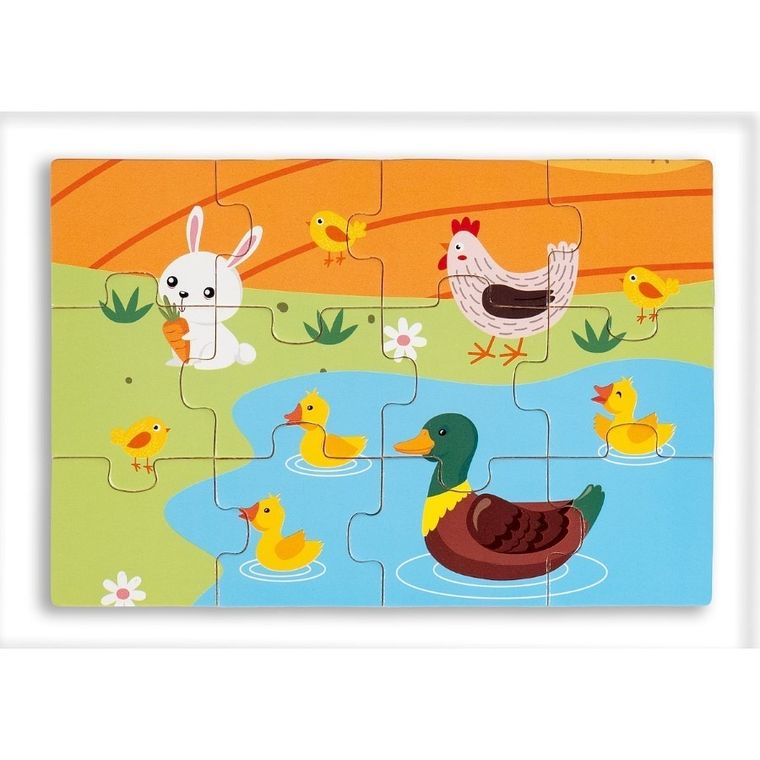 Smily Play, puzzle drewniane 4w1, 12 elementów