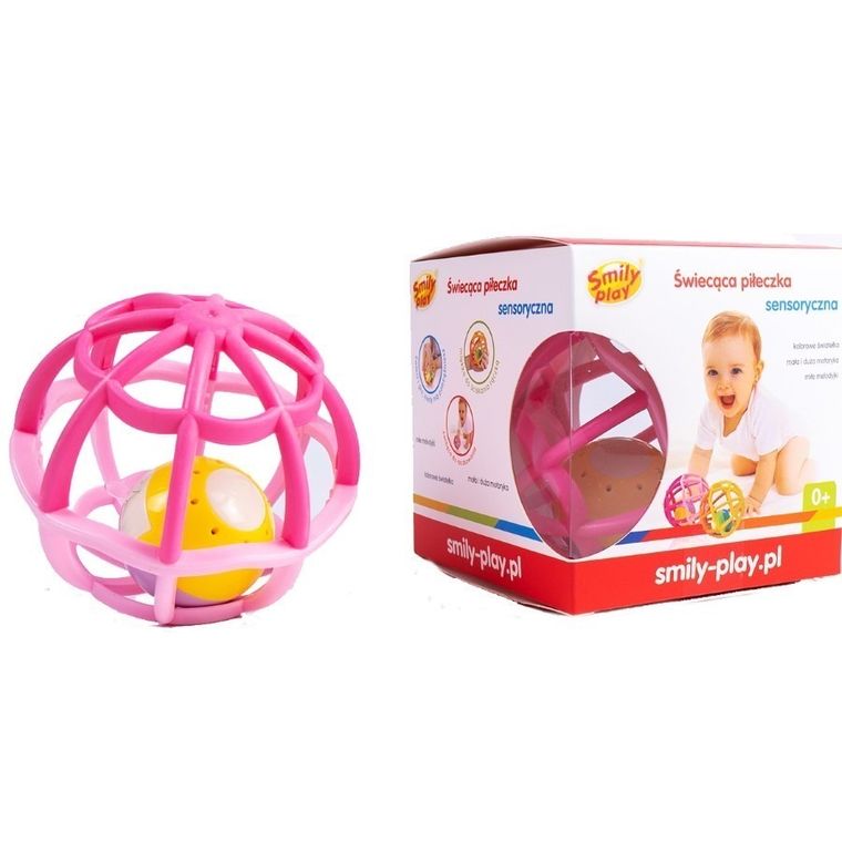 Smily Play, Świecąca piłeczka, grzechotka, różowa