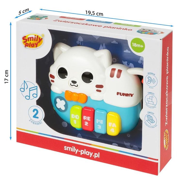 Smily Play, Zwierzaczkowe pianinko, zabawka interaktywna, kotek