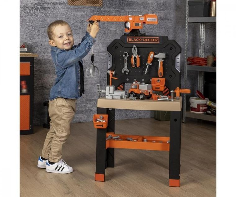 Smoby, Black+Decker, warsztat z dźwigiem, Bricolo Builder
