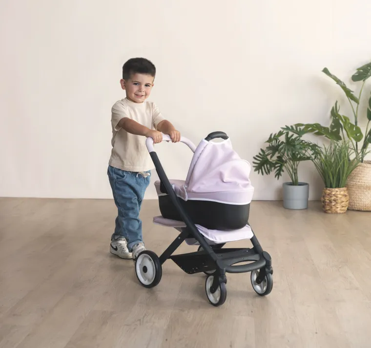 Smoby, Maxi-Cosi, głęboki wózek dla lalek 3w1, różowy