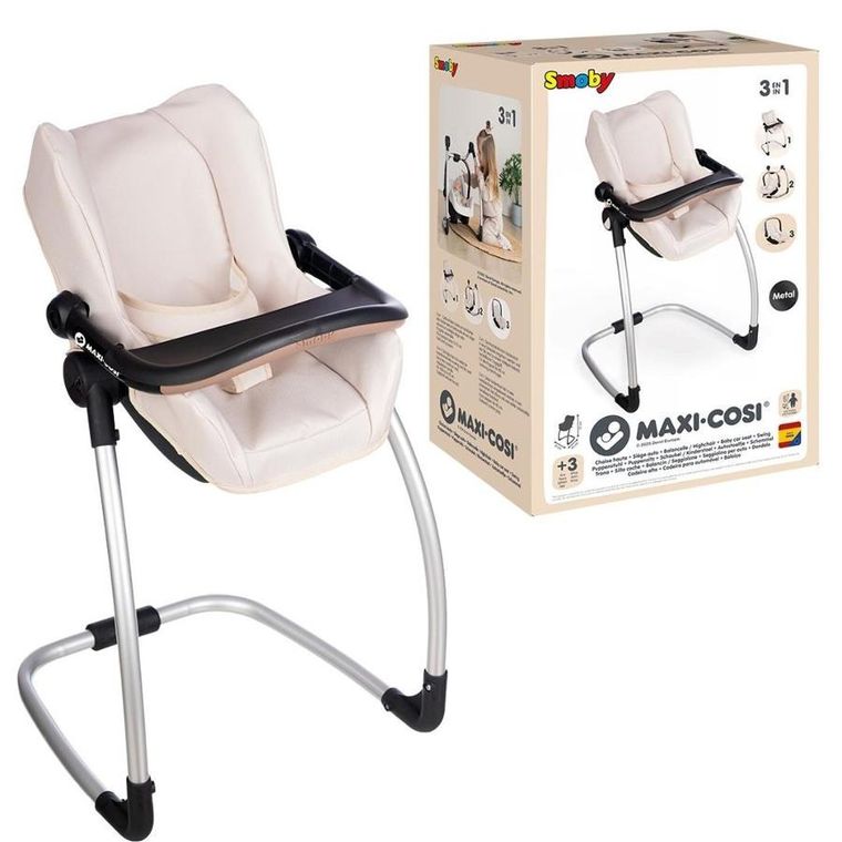 Smoby, Maxi Cosi, krzesełko dla lalek 3w1, beżowe