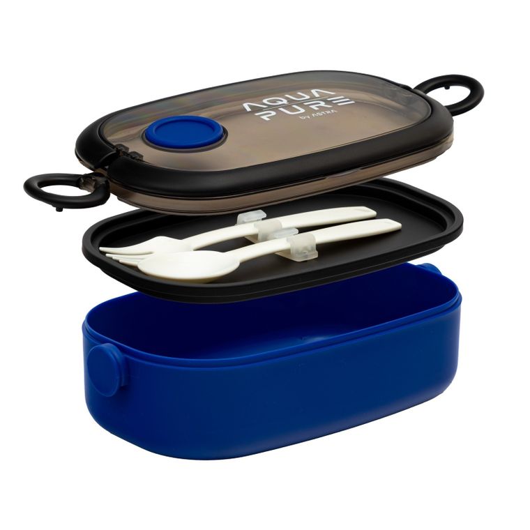 Śniadaniówka Aqua Pure ze sztućcami - blue/black