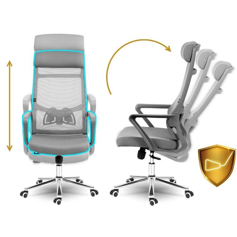 Sofotel, Brema, fotel biurowy z mikrosiatki, szary