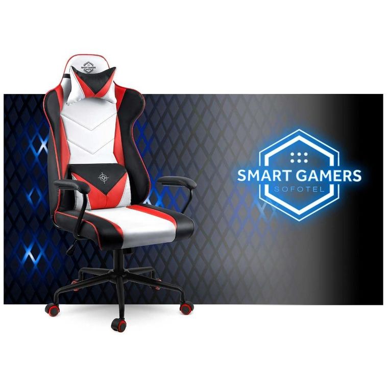 Sofotel, Miss Fortune, fotel gamingowy, biało-czerwony