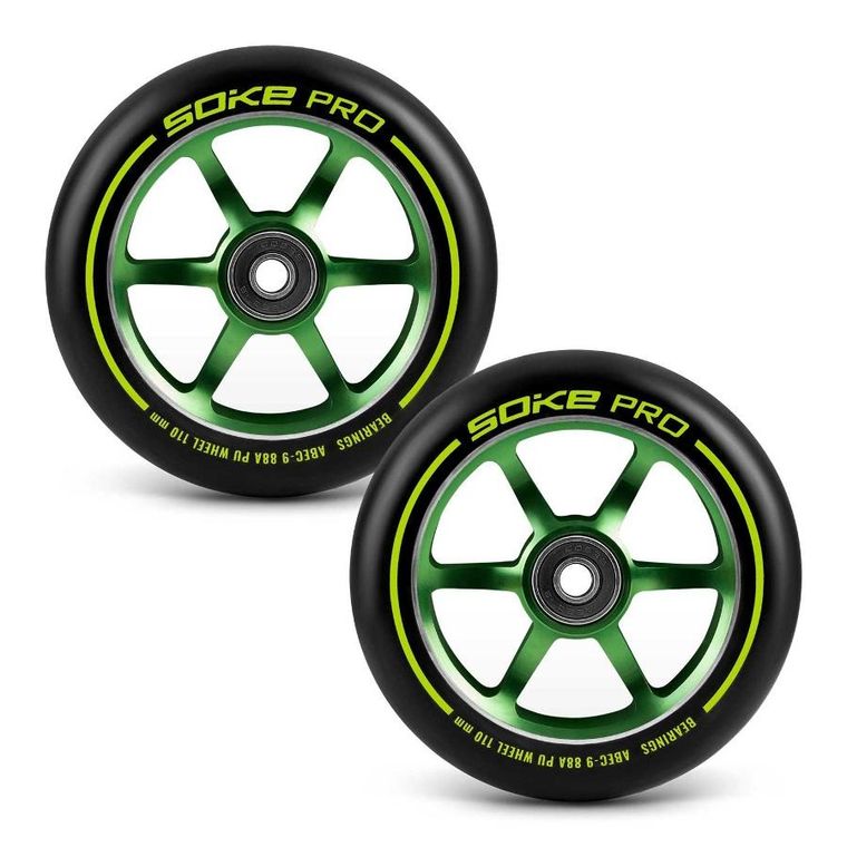 Soke, kółka do hulajnogi, 110 mm, zielone, 2 szt.