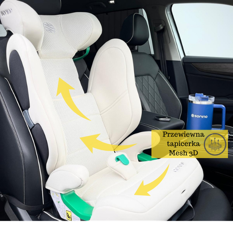 Sorino, Ceres, fotelik samochodowy, all black, 100-150 cm