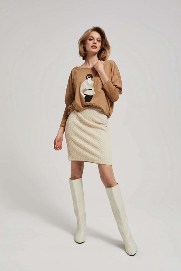 Spódnica damska, beżowa, Moodo