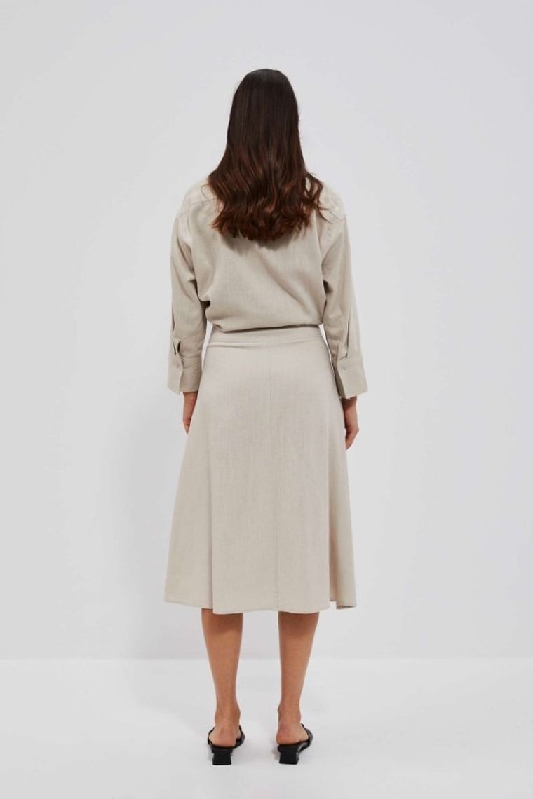 Spódnica damska z lnem, beżowa, Moodo