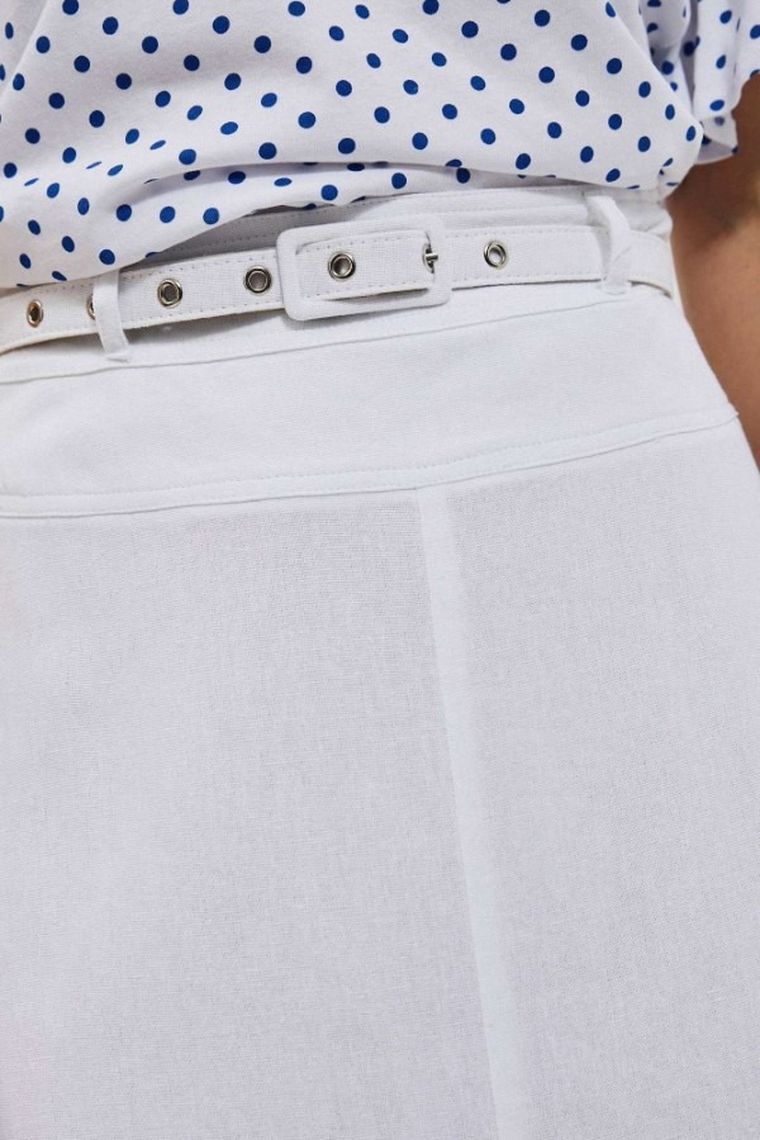 Spódnica damska z lnem, biała, Moodo