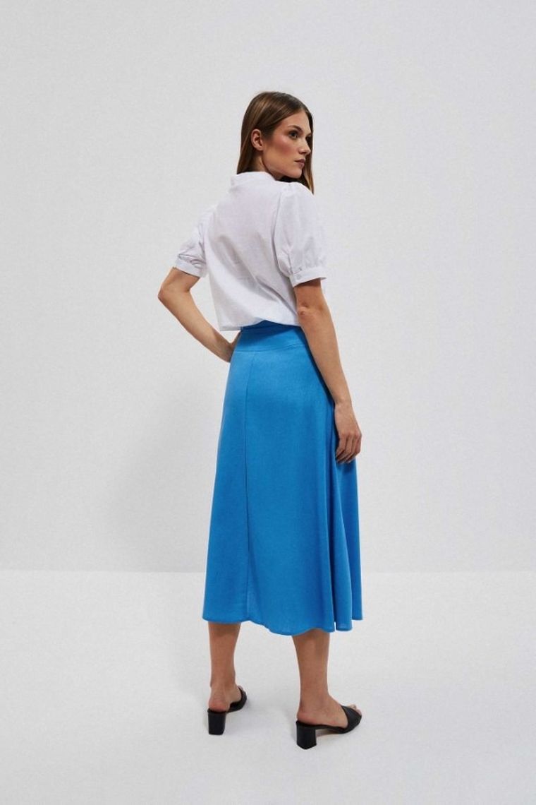 Spódnica damska z lnem, niebieska, Moodo