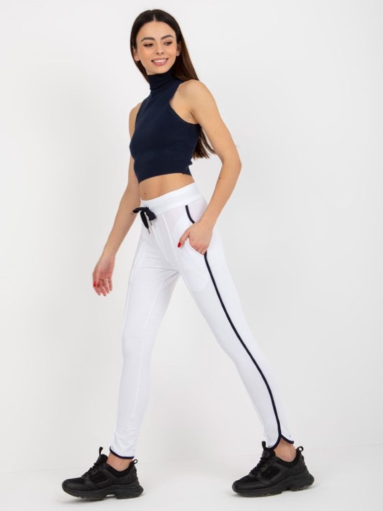 Spodnie dresowe damskie, białe, Rue Paris