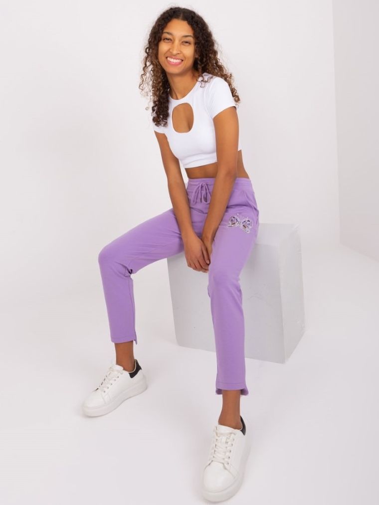 Spodnie dresowe damskie, fioletowe, Relevance