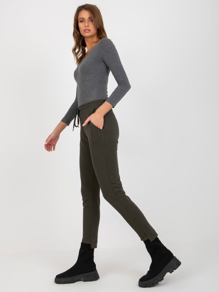 Spodnie dresowe damskie, khaki, Relevance