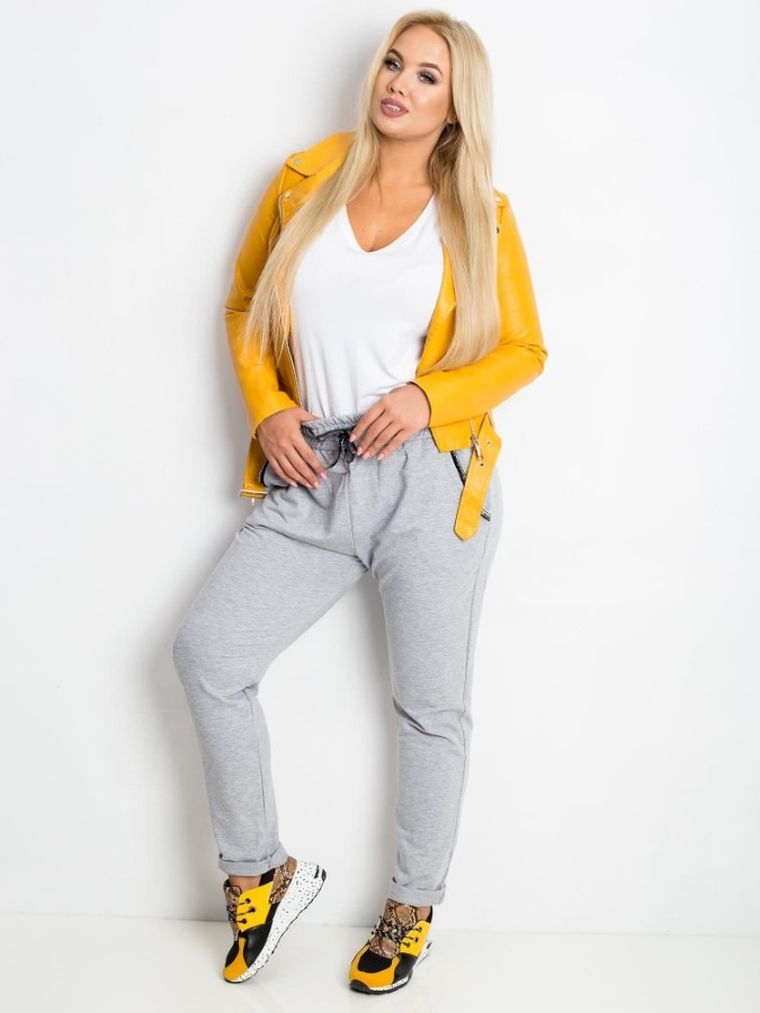 Spodnie dresowe damskie, plus size, szare, Relevance
