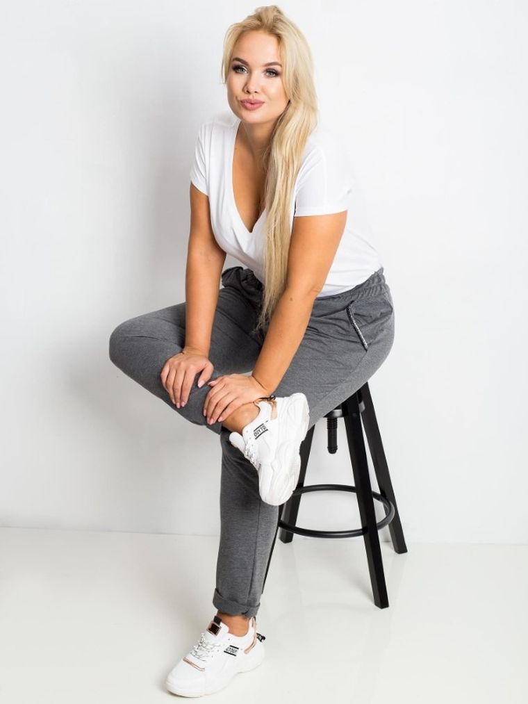 Spodnie dresowe damskie, plus size, szare, Relevance