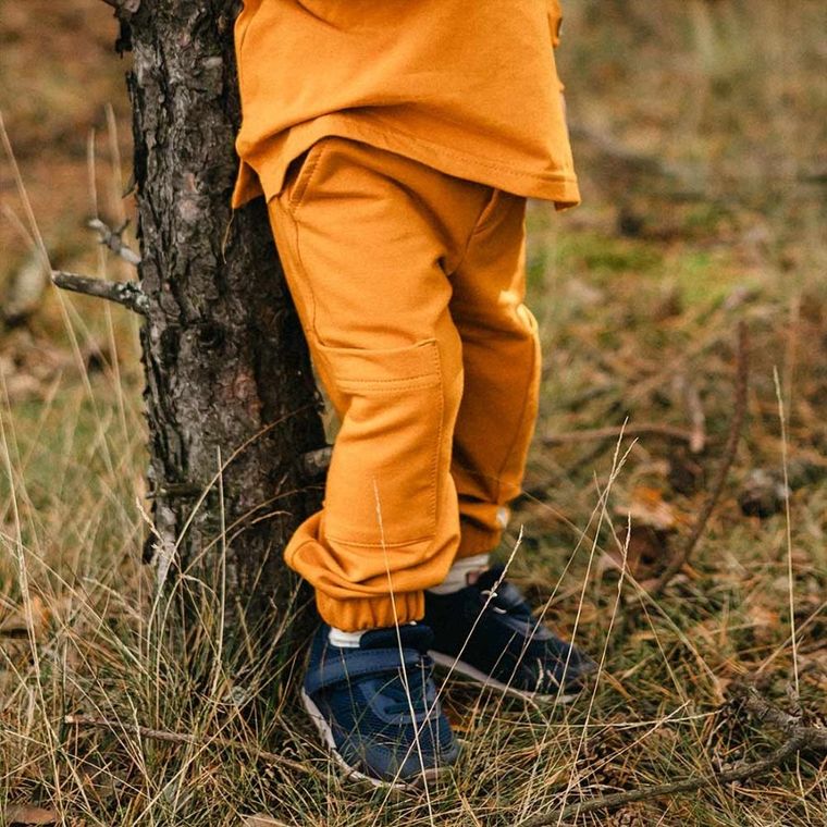 Spodnie dresowe dziecięce, musztardowe, Eevi
