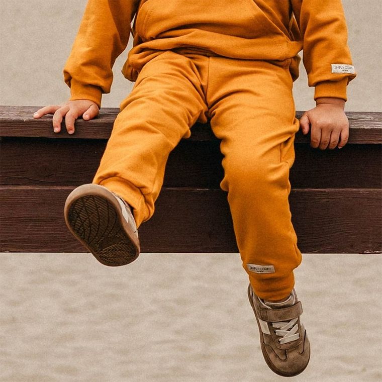 Spodnie dresowe dziecięce, musztardowe, Eevi