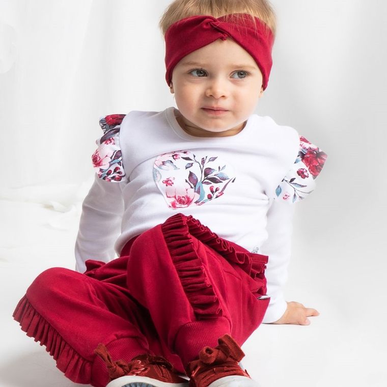 Spodnie dresowe dziewczęce, bordowe, Nicol