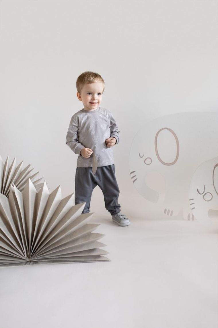 Spodnie dresowe niemowlęce, grafitowe, Slow Life, Pinokio