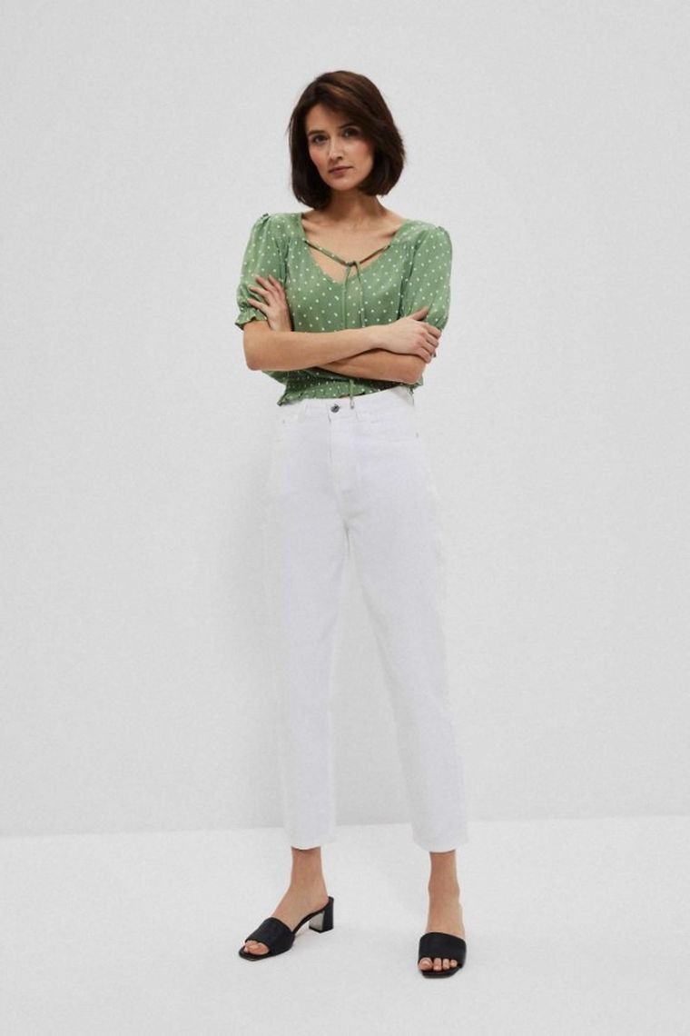 Spodnie jeansowe damskie, białe, Moodo