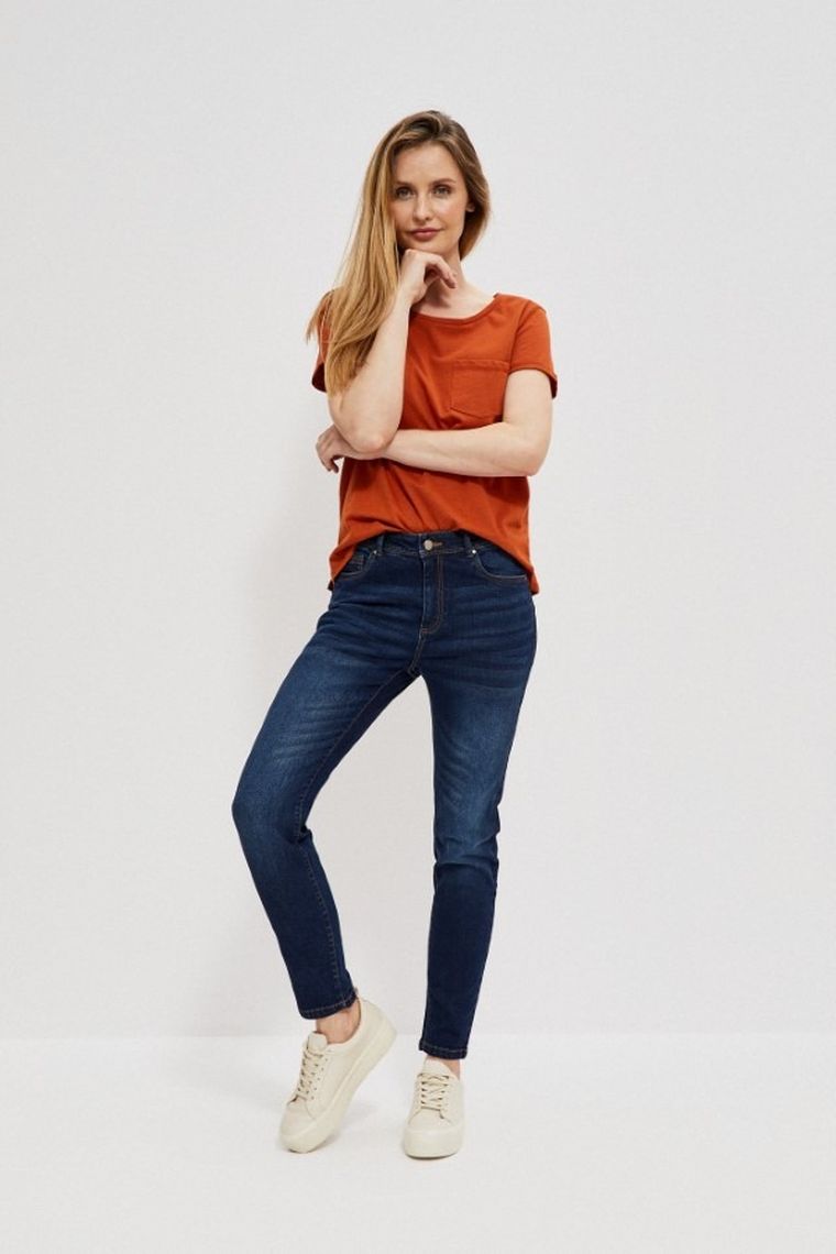 Spodnie jeansowe damskie, granatowe, Moodo