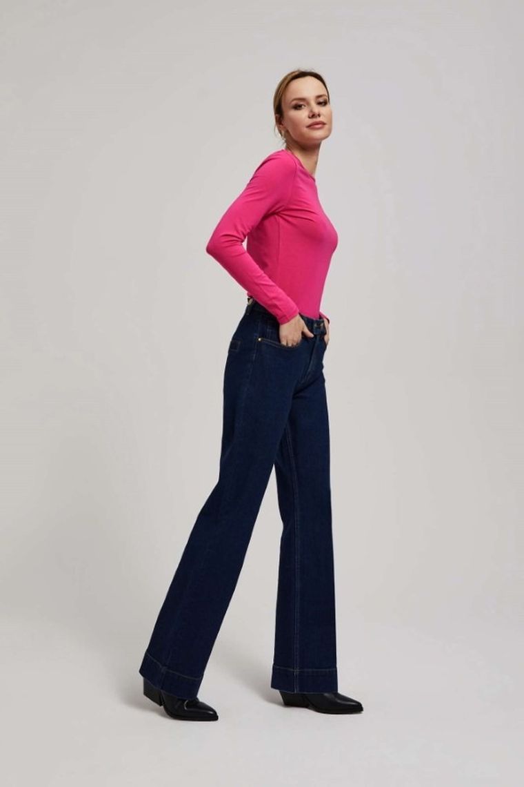 Spodnie jeansowe damskie, granatowe, Moodo