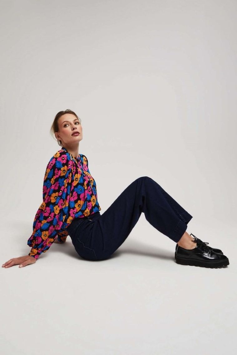 Spodnie jeansowe damskie, granatowe, Moodo