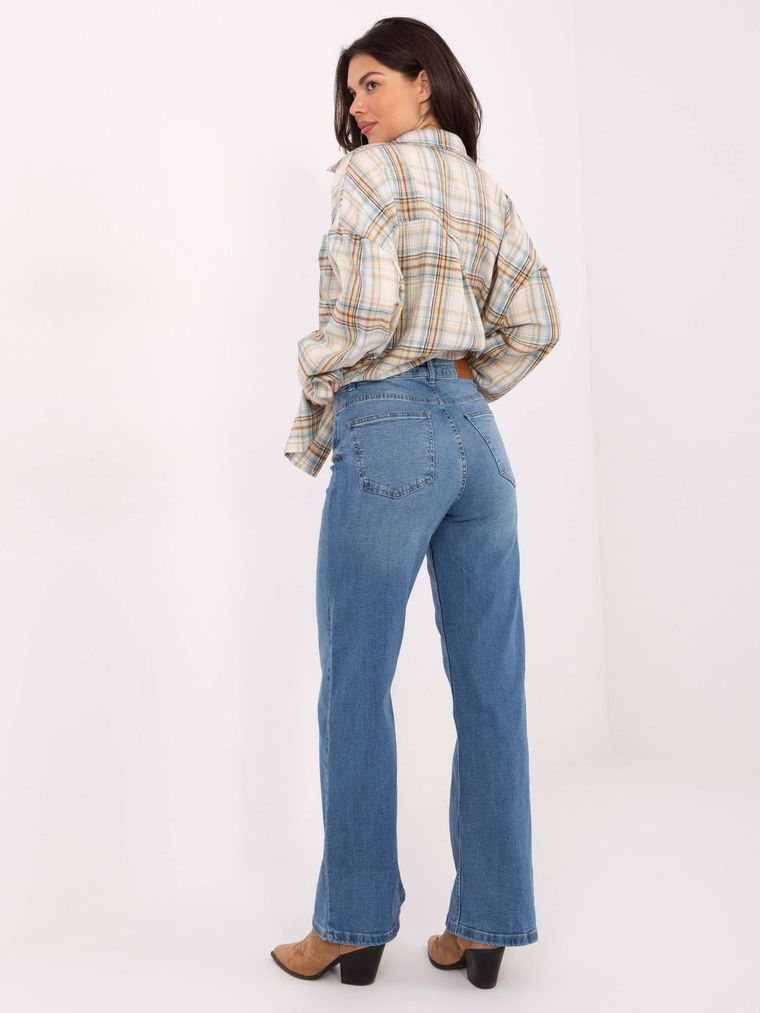 Spodnie jeansowe damskie, straight, niebieskie, Sublevel