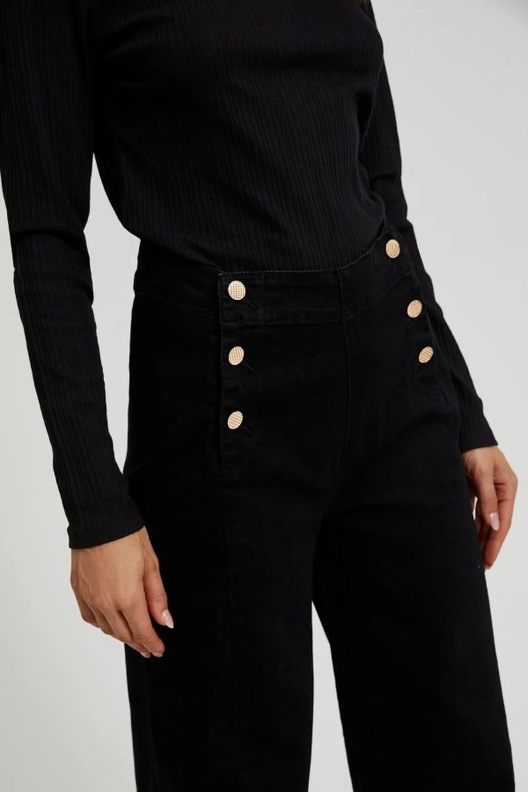 Spodnie jeansowe damskie, wide, czarne, Moodo
