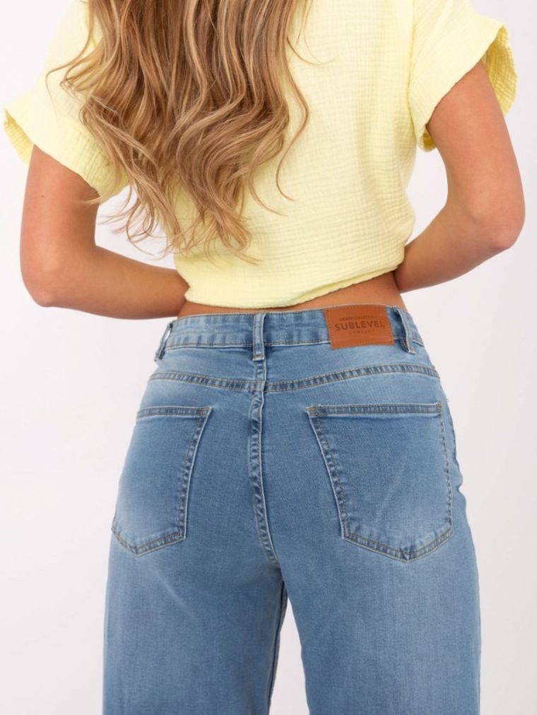 Spodnie jeansowe damskie, wide leg, niebieskie, Sublevel