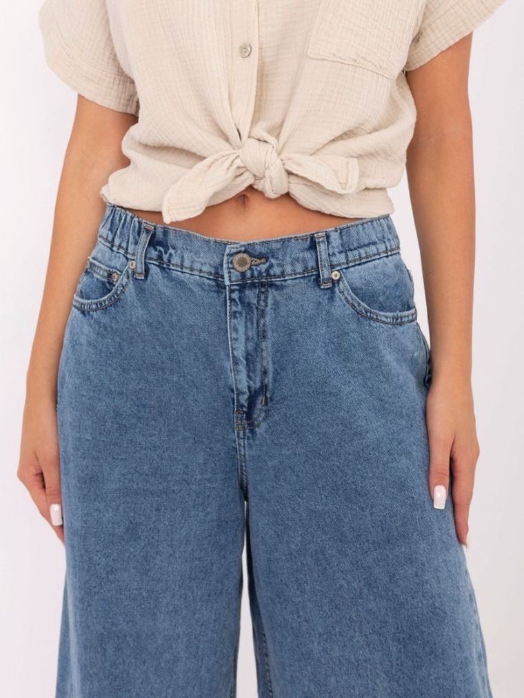 Spodnie jeansowe damskie, wide leg, niebieskie, Sublevel